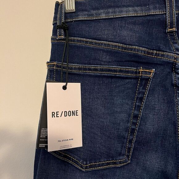 RE/DONE 70s High Rise Jeans Stove Pipe Straight Button Fly NEW Size 27 - Picture 9 of 11